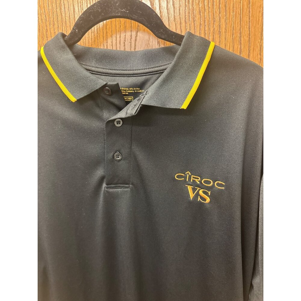 Ciroc VS Mens Black Polo Shirt Yellow Accents Large Short‎ Sleeve